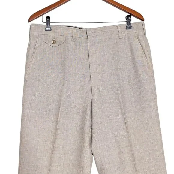 Vintage Chaps By Ralph Lauren 3-Piece Suit Tan Crosshatch Preppy Old Money Rich